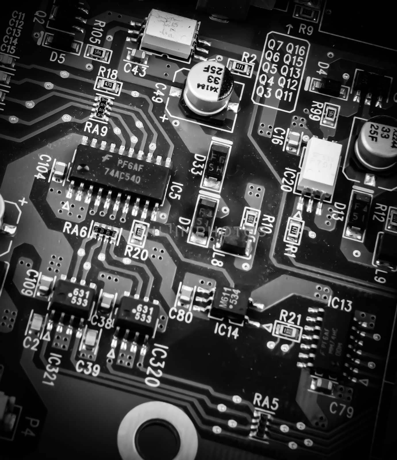 Close-up of electronic circuit board.