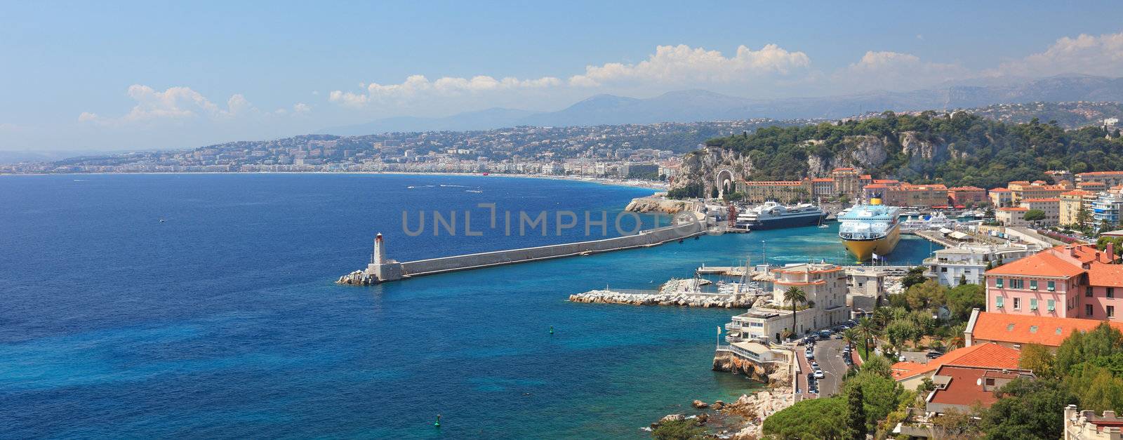 Panoramic view of the city of Nice, France.