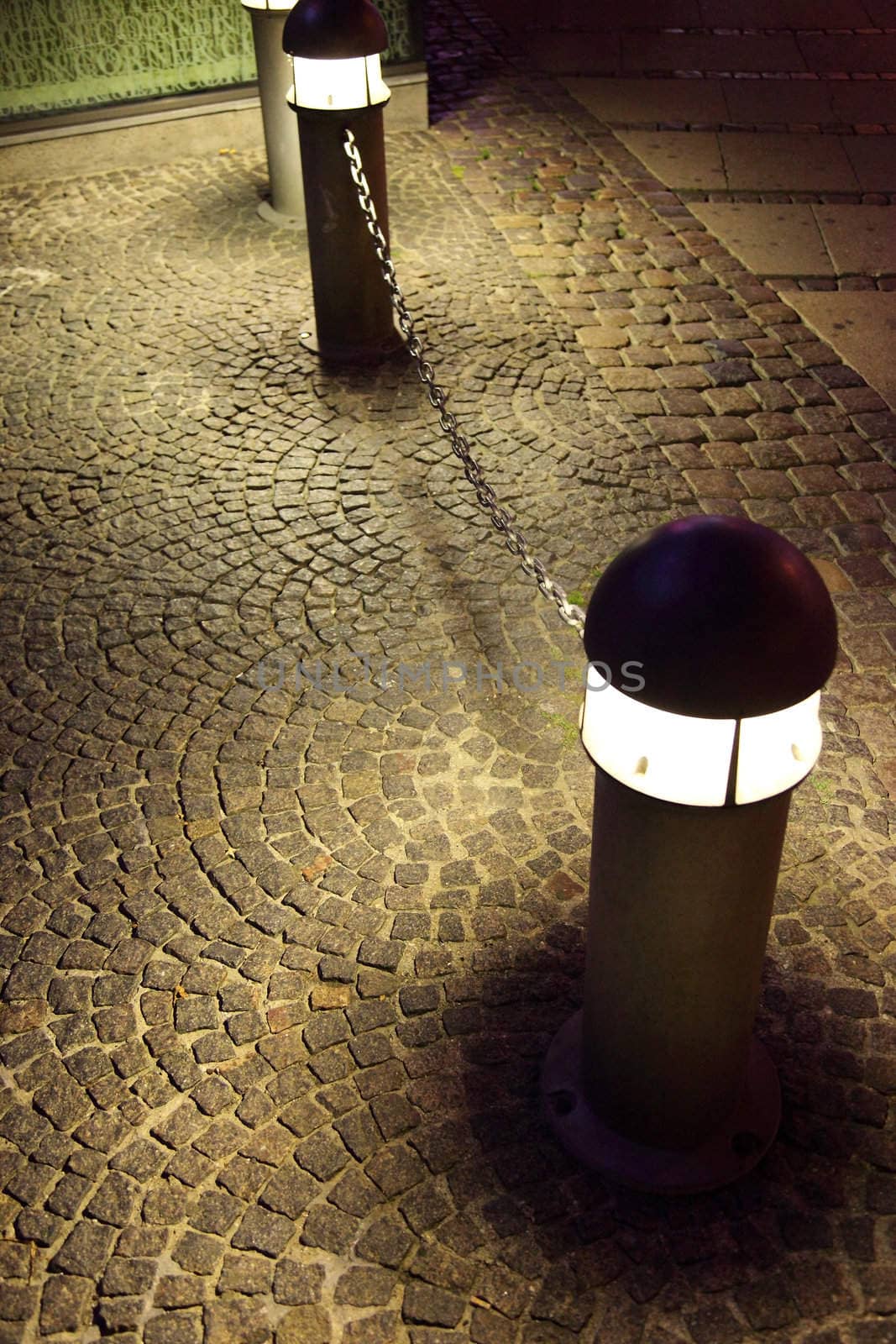 Modern street light. Copenhagen at night, Denmark, Europe. by borodaev