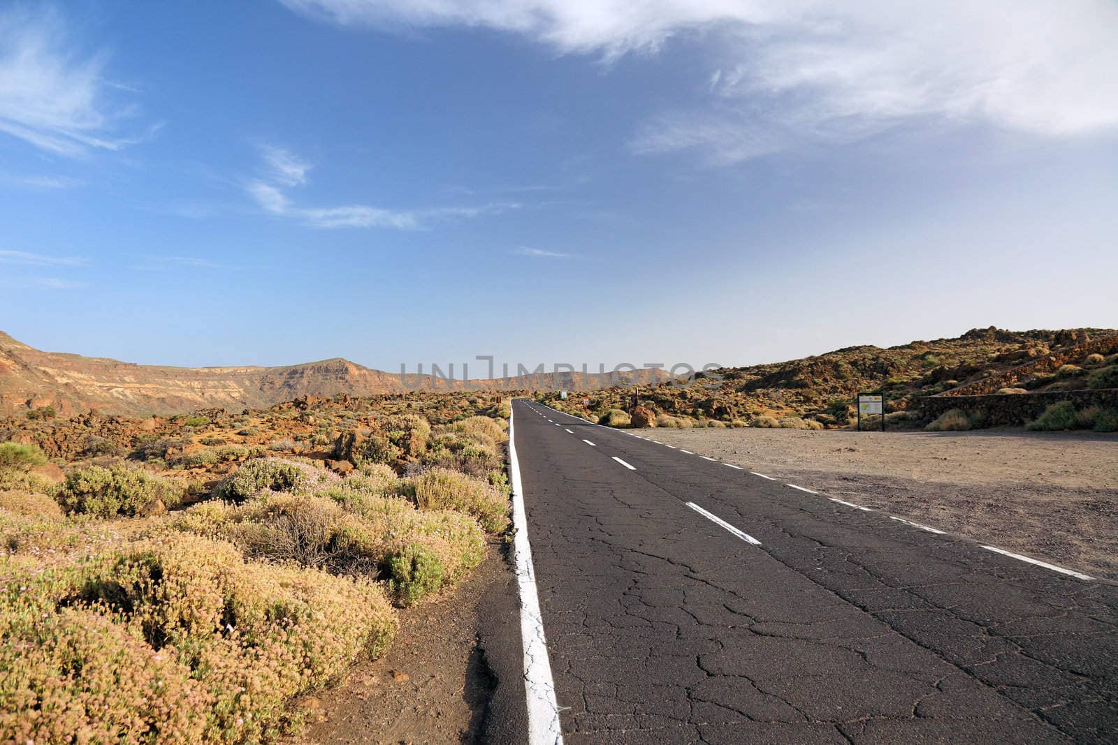 Road to El Teide volcano, national park on Tenerife Island, Canary.