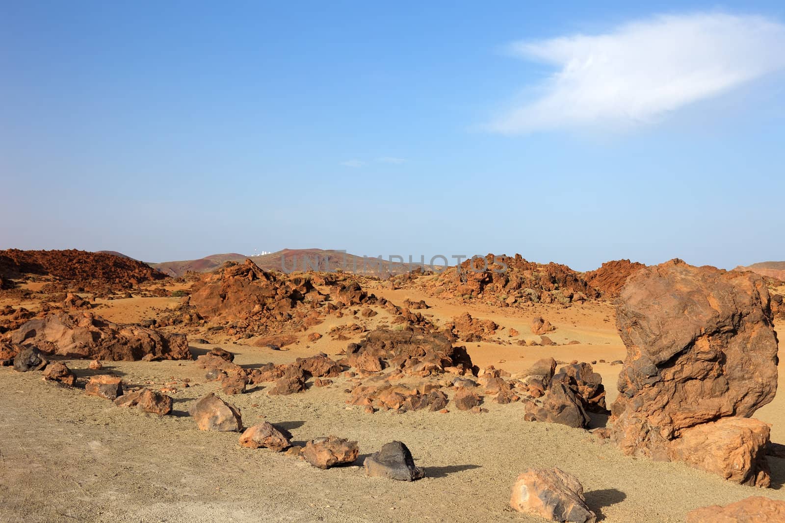 Panoramic view of volcanic desert. El Teide park, Tenerife, Cana by borodaev