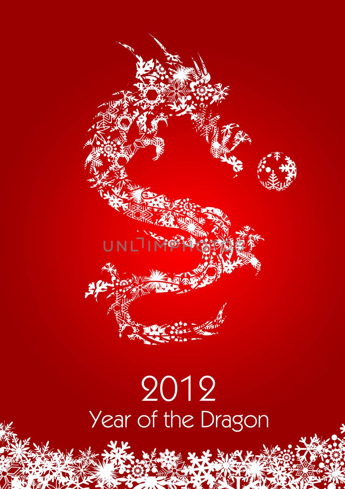 2012 Flying Chinese Snowflakes Pattern Dragon with Ball by jpldesigns