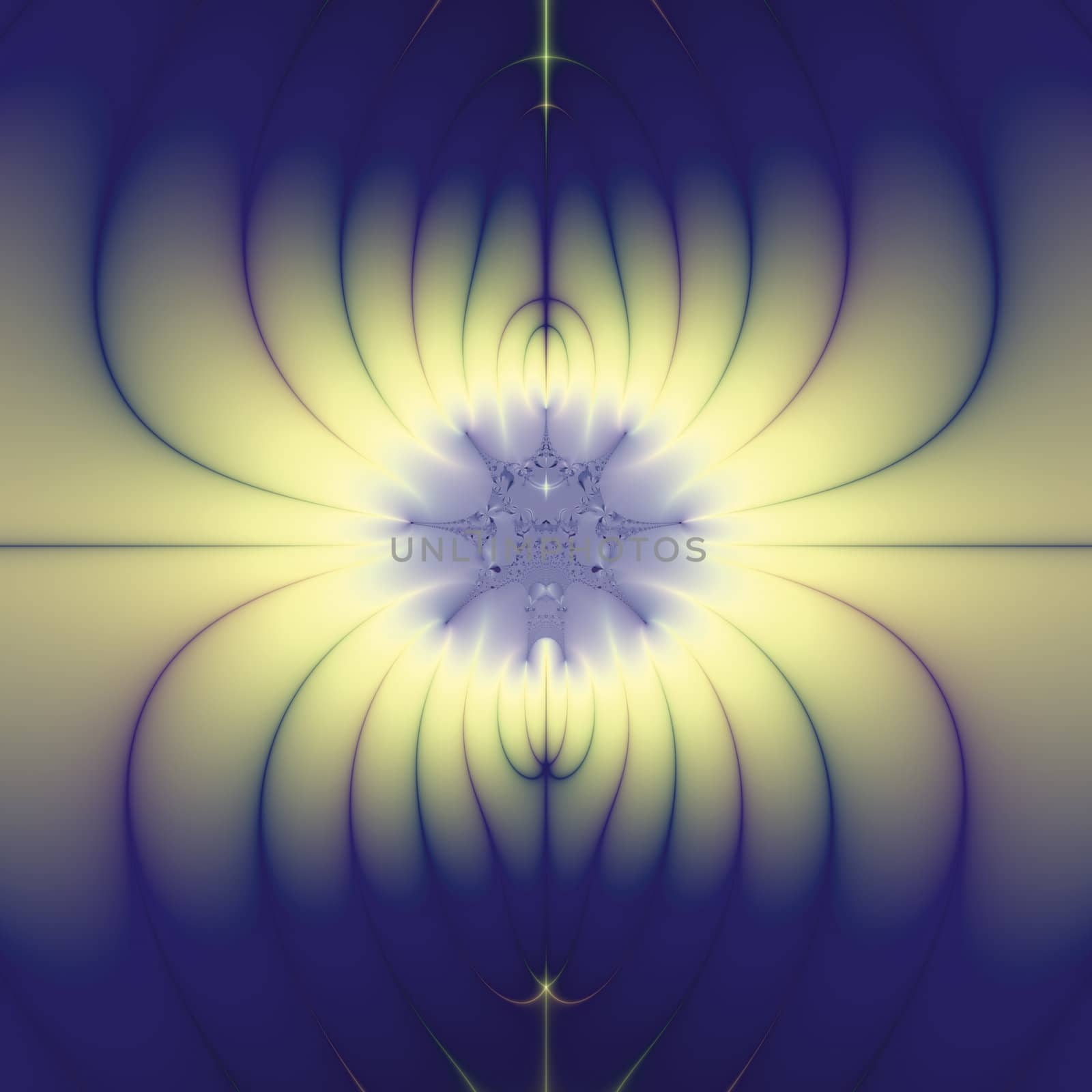 Elegant fractal design, abstract art, blue lotus