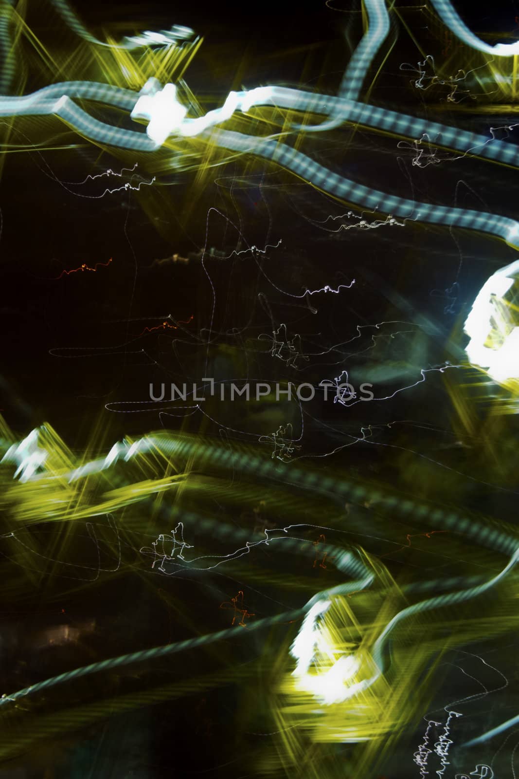 Landscape or portrait waves and electronic light patterns on a black background