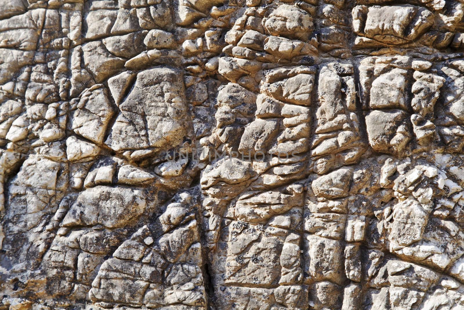 Landscape or portrait of nature natural weathered rock texture akin to crazy paving on the route to Vaisno Devi mountain in Jammu Kashmir Northen India