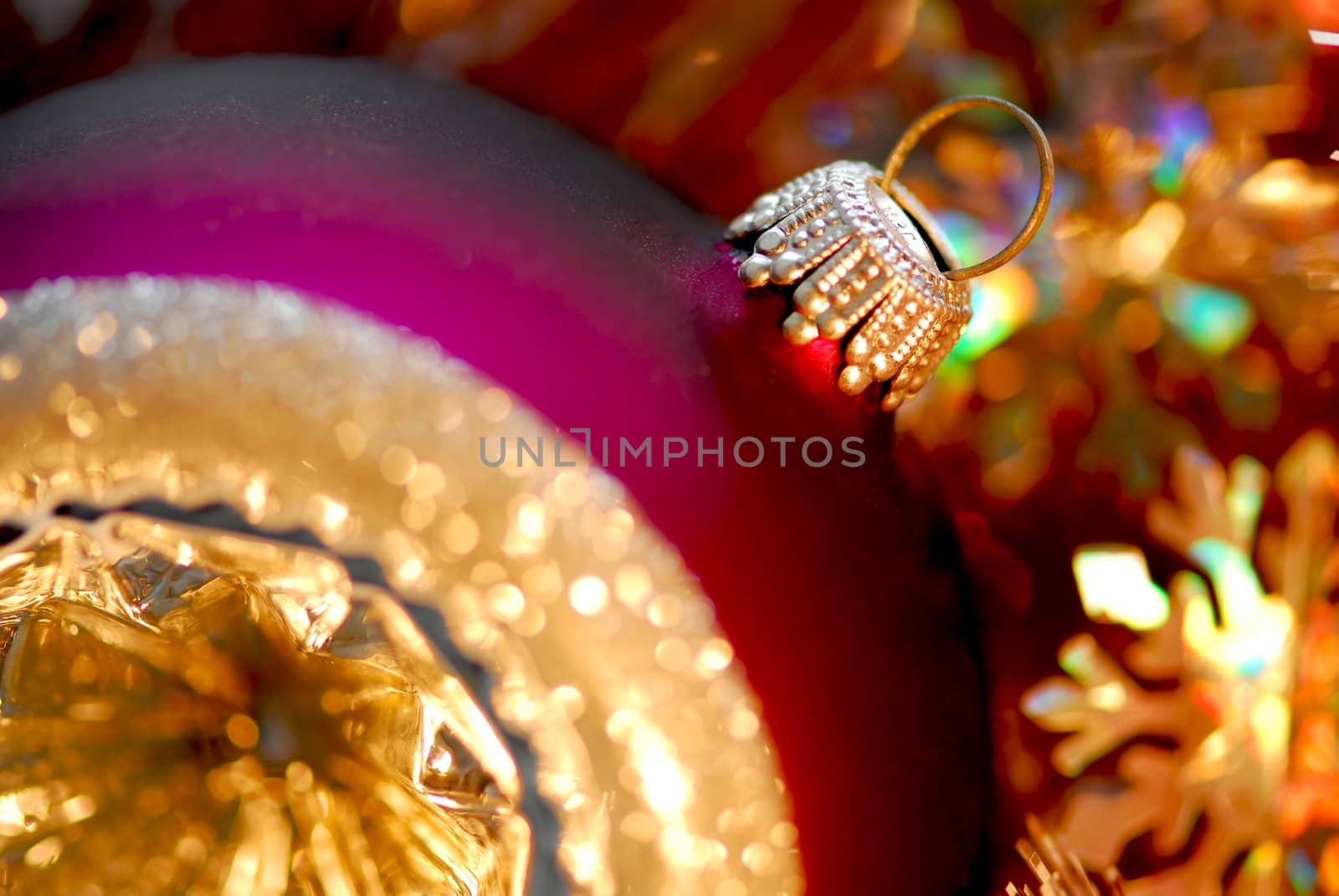 Purple Christmas glass decorationl with silver top