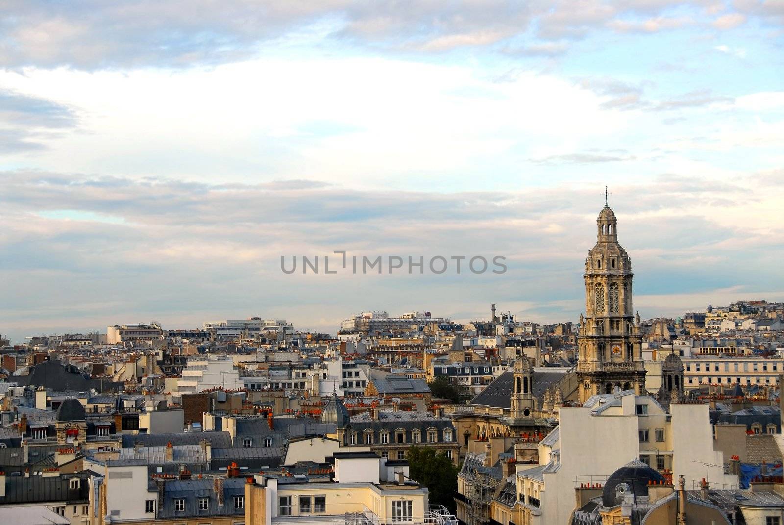 Scenic view on rooftops in Paris France
