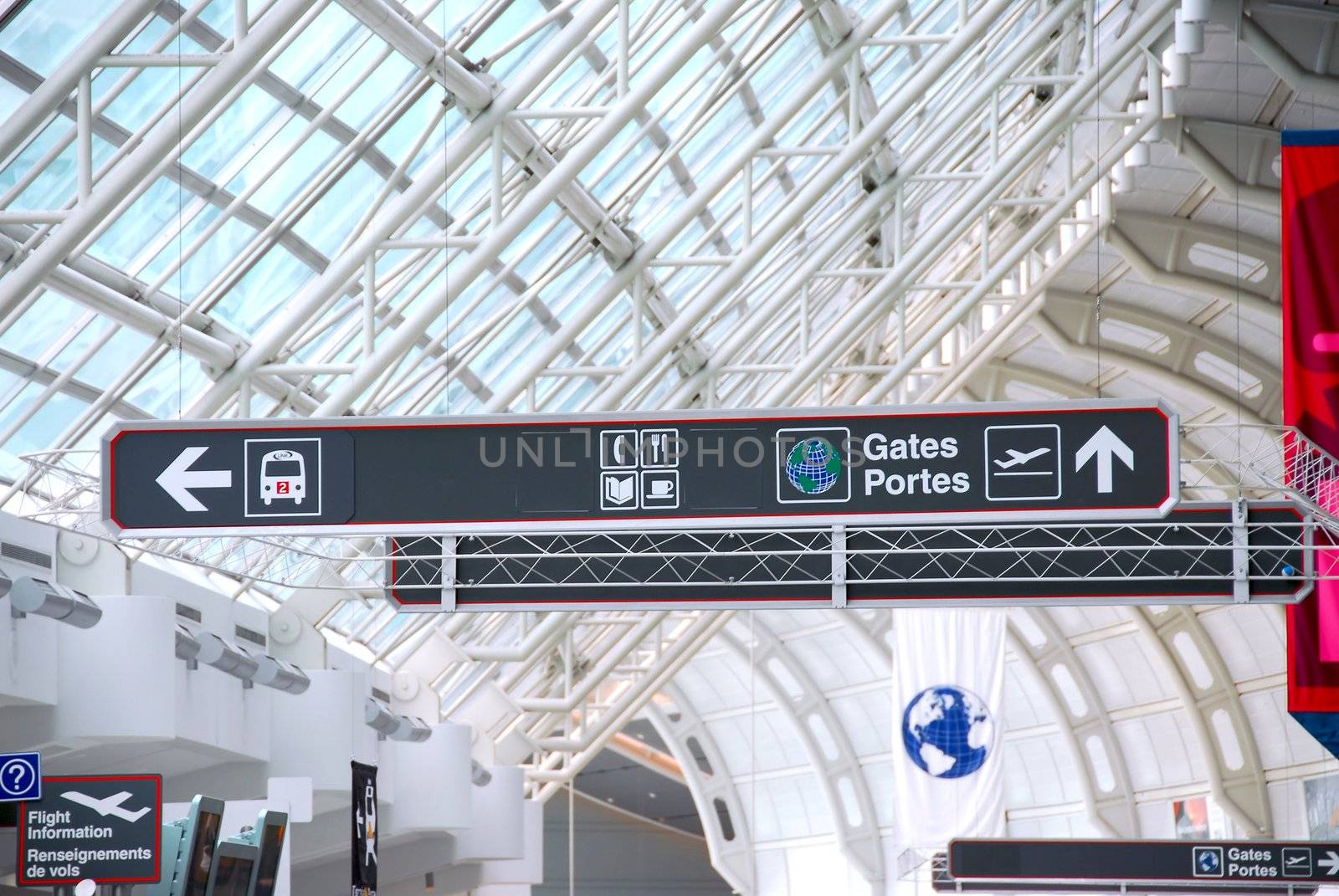 Gates sign in international airport