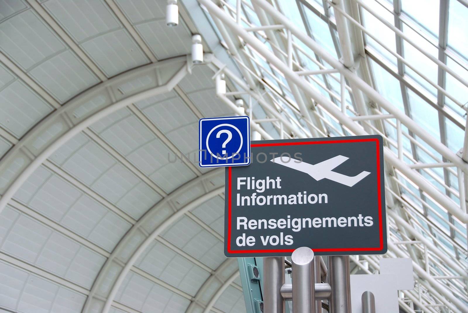 Flight information sign in international airport