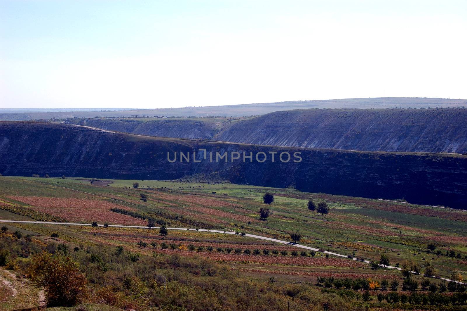 Landscape of rocks and plains in autumn