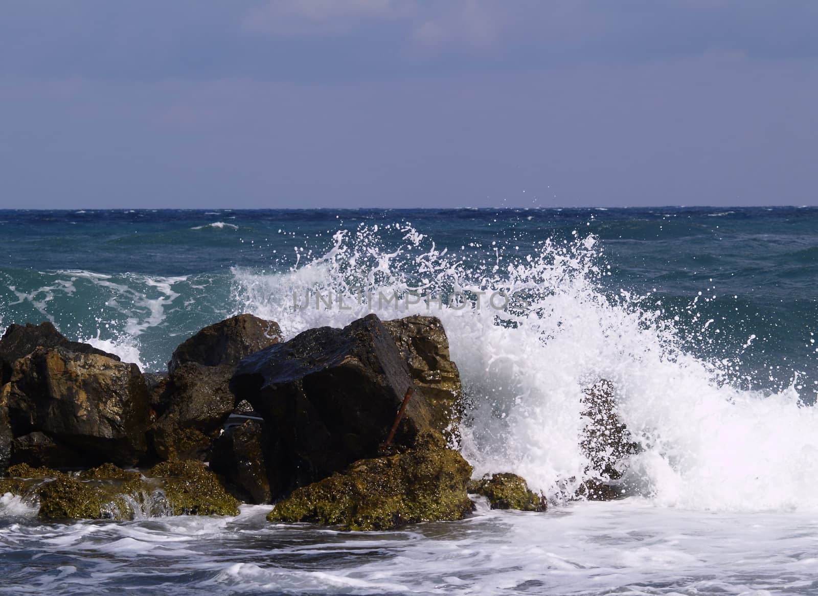 waves broken on a rock