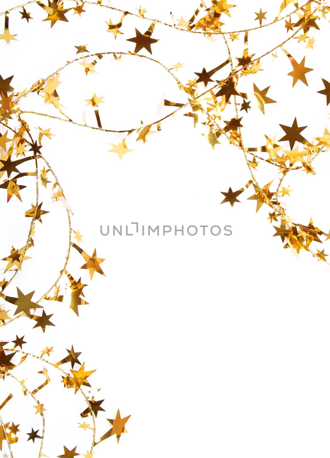 Holiday golden stars and spangles as background 