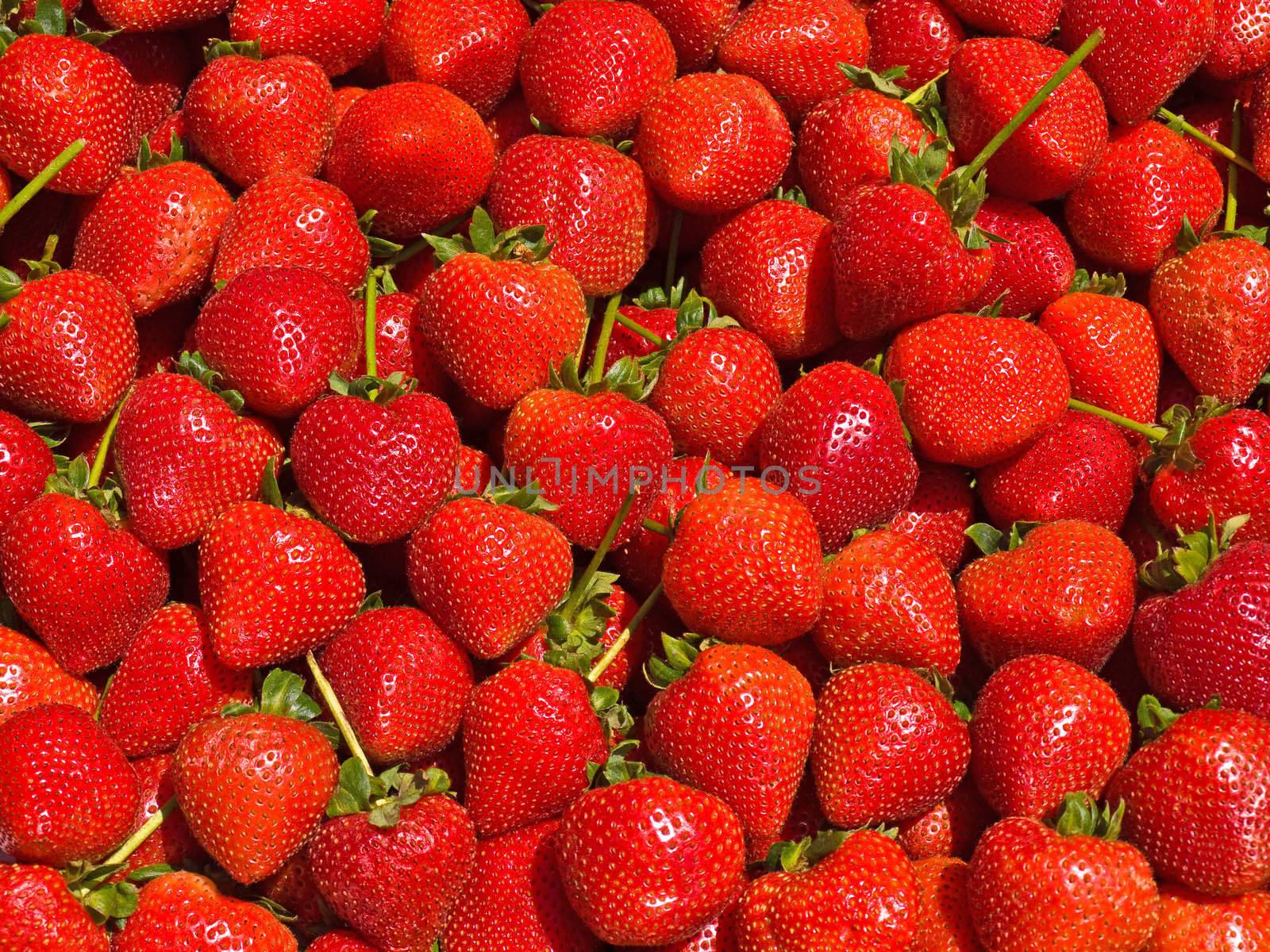 Ripe Red Strawberries at a Farmers Market