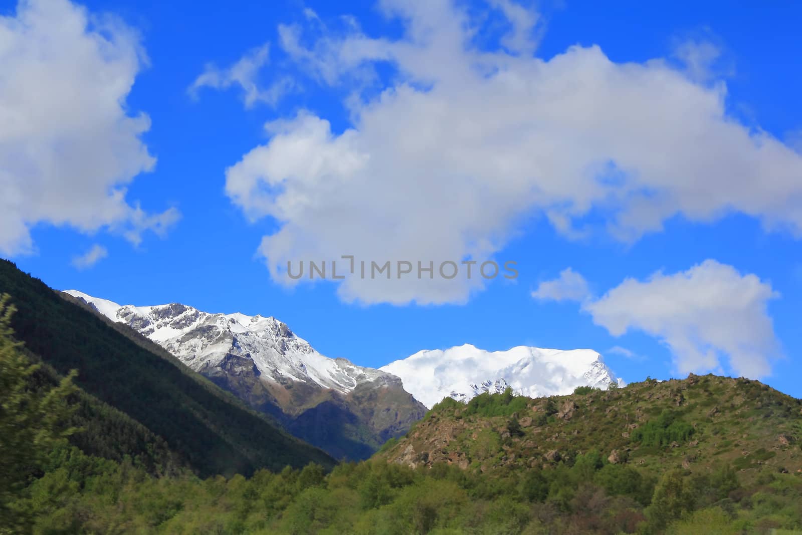 Image of beautiful landscape with Caucasus mountains