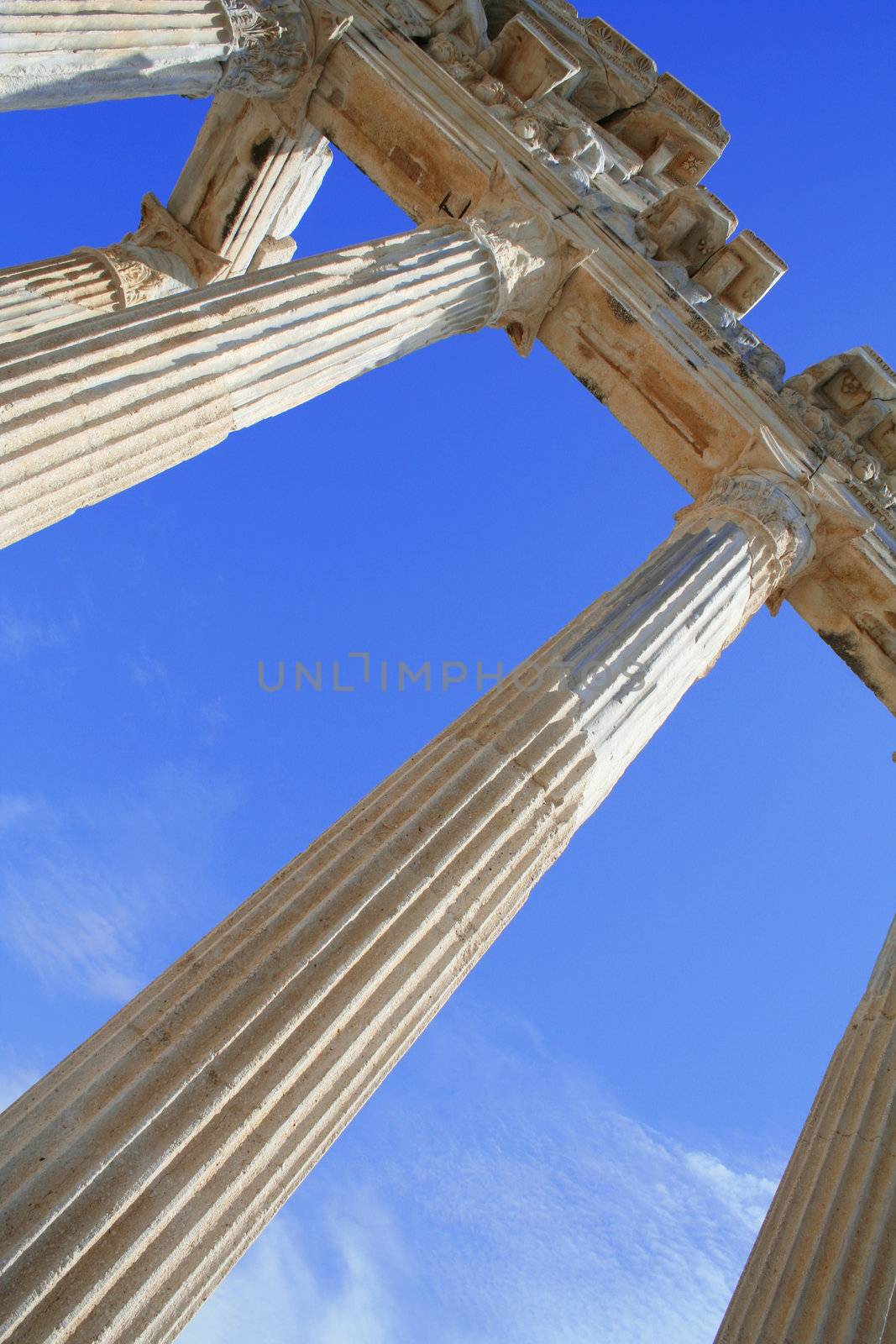 Turkey. Side. Ruins of a temple of Apollo.Columns