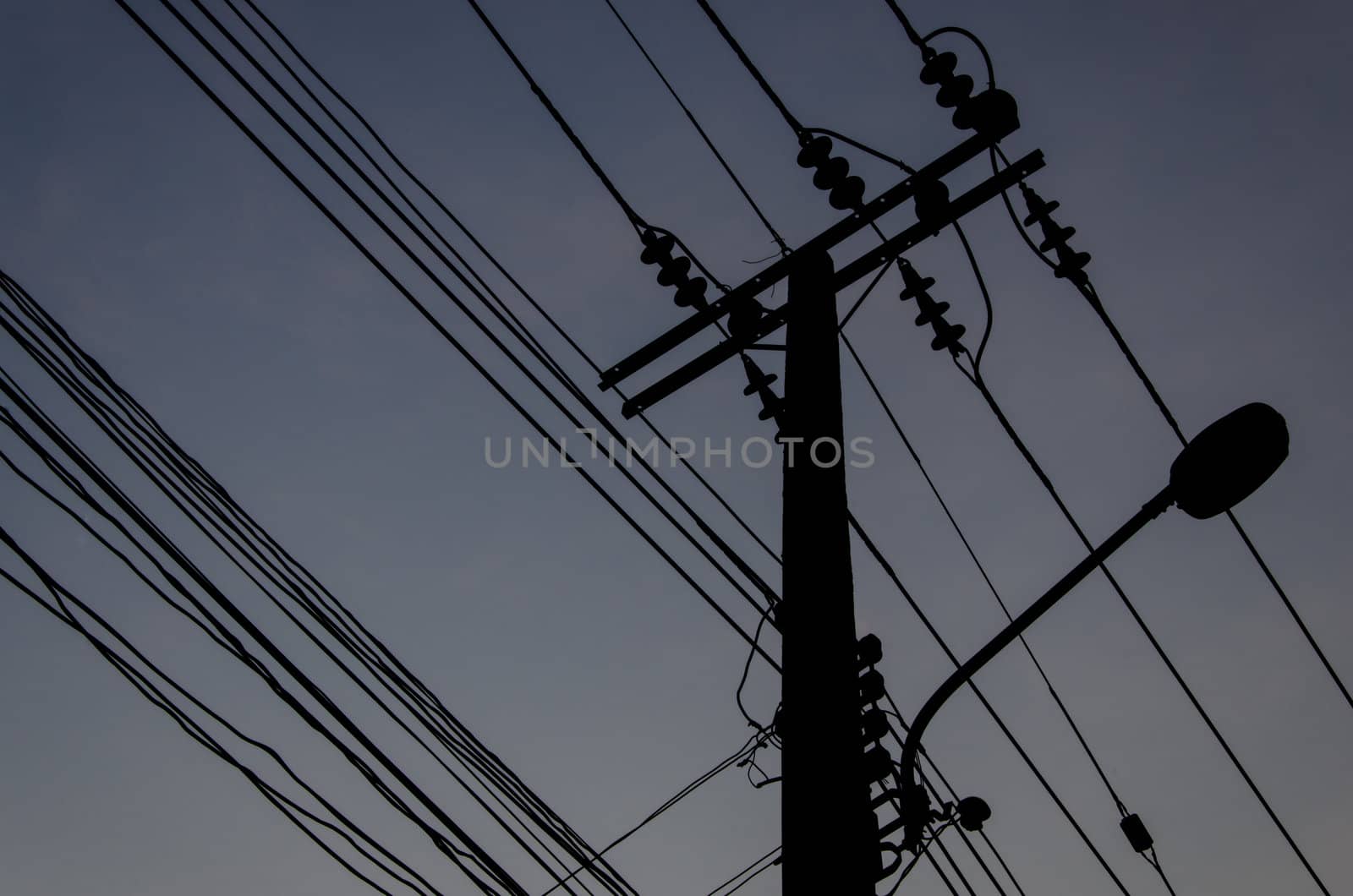 Silhouette electricity post by Premmystock