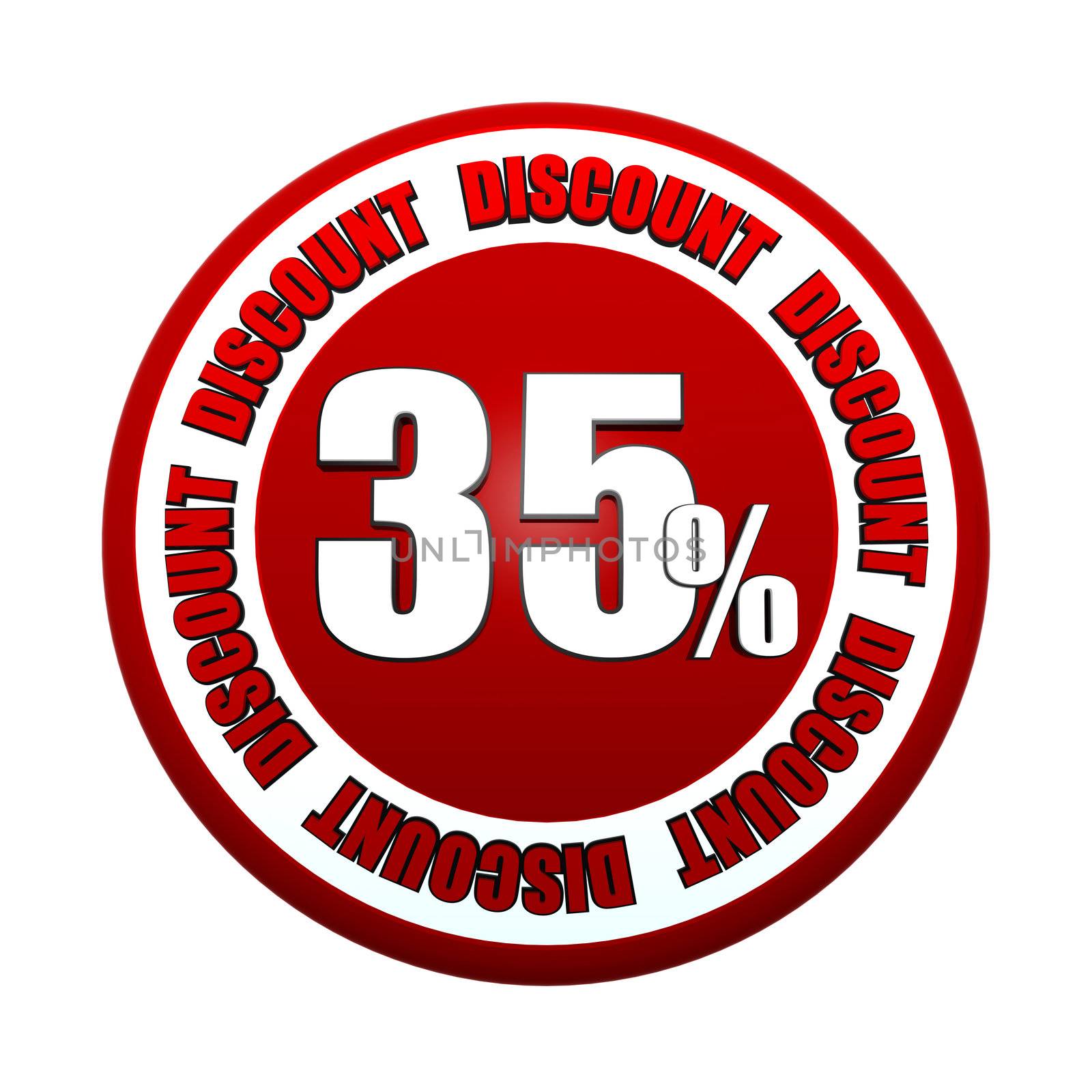 35 percentages discount 3d red circle label by marinini