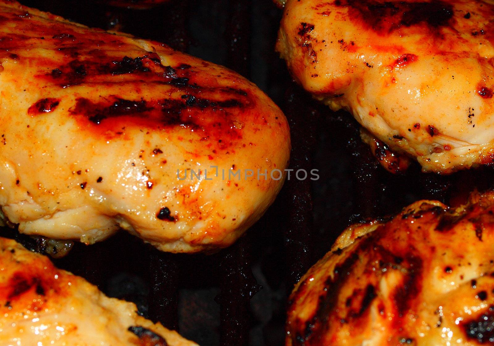 Fresh Grilled Chicken Breasts on the Barbecue by Frankljunior