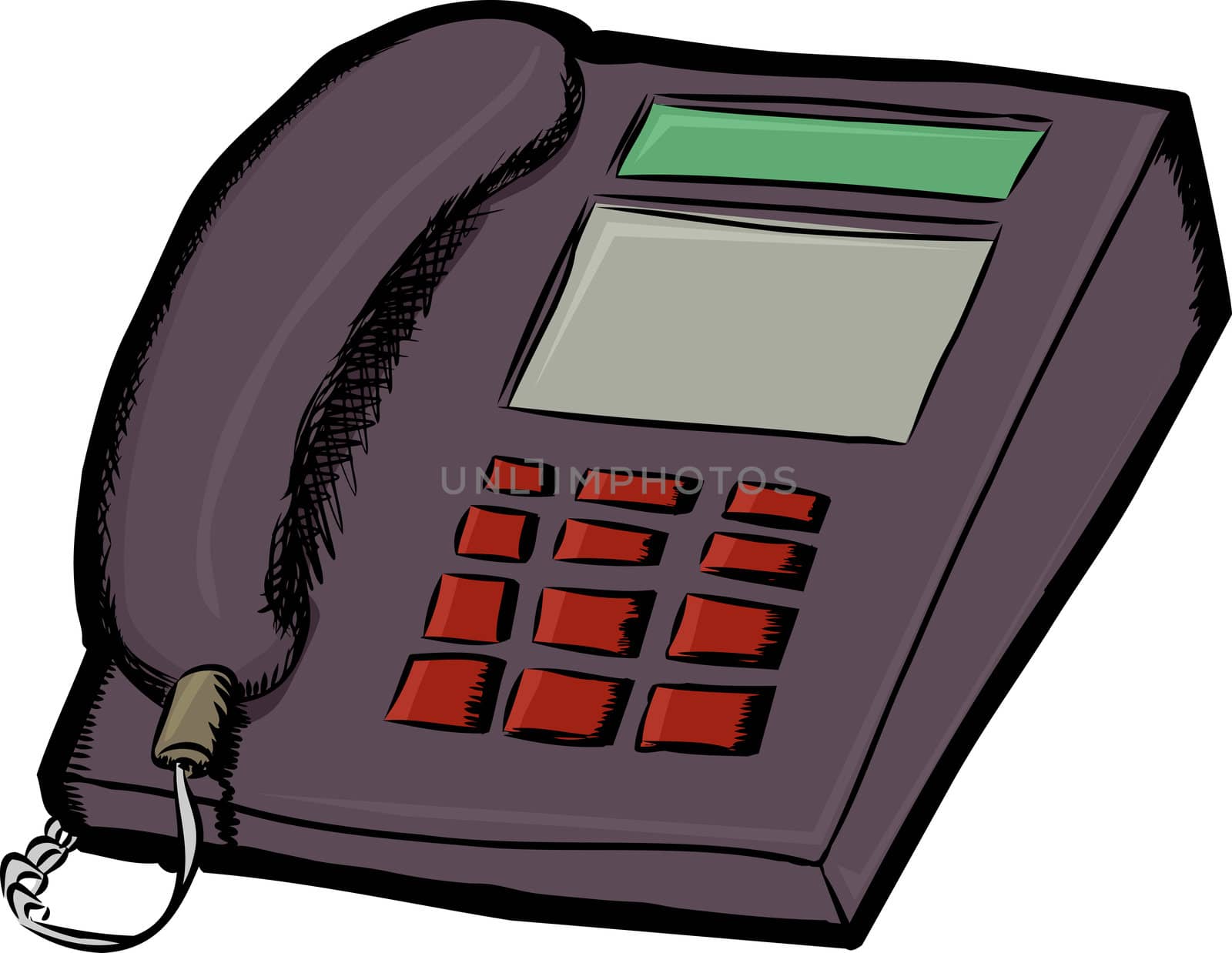 Isolated land line telephone cartoon over white background