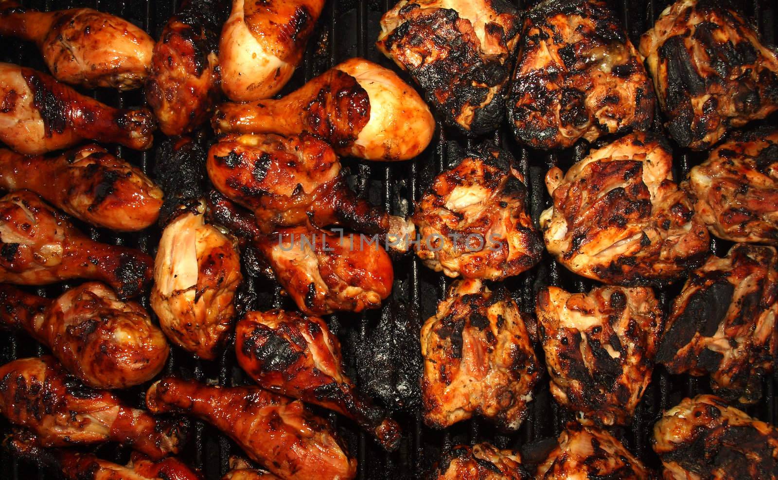 Fresh Grilled Chicken Cooking on the Barbecue by Frankljunior