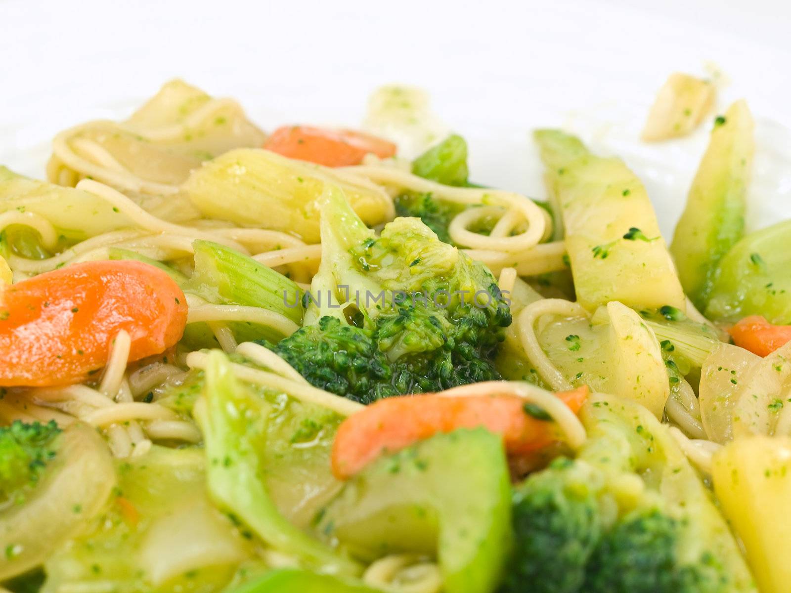 Stir Fried Vegetables and Noodles in a Light Sauce