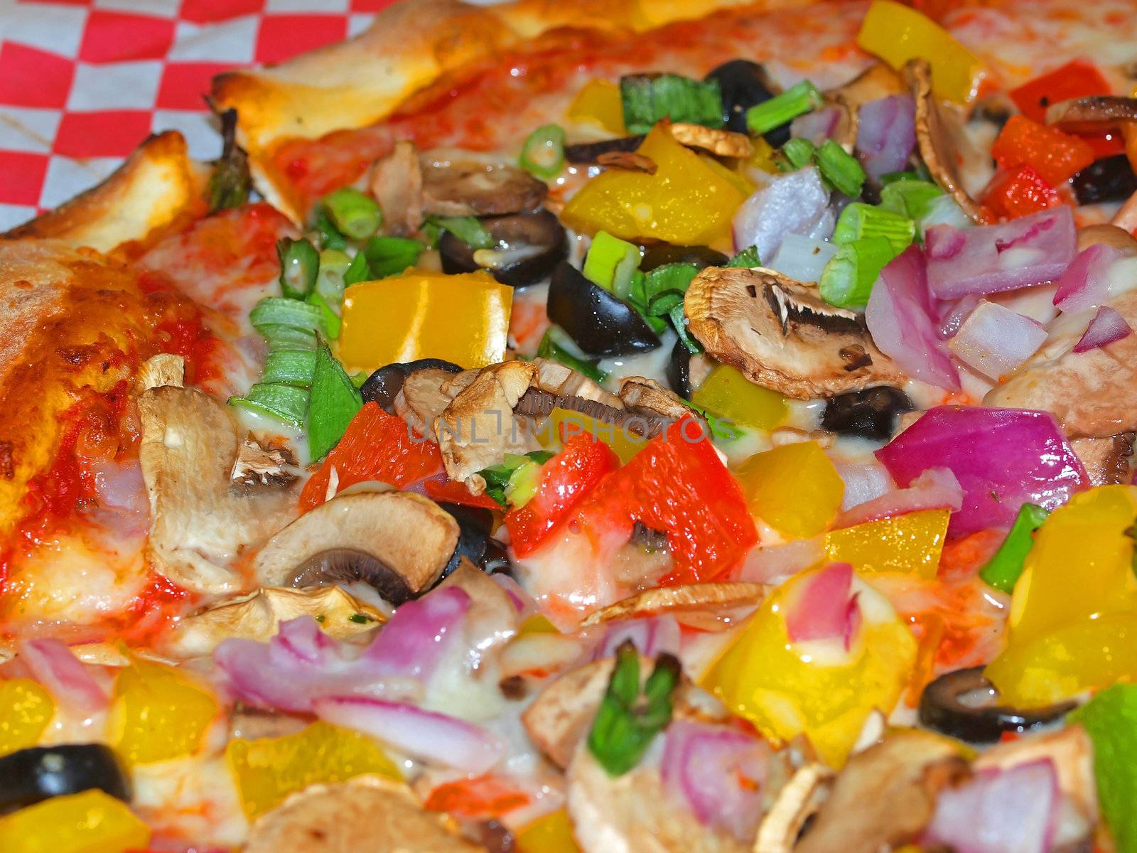 Closeup of a Fresh and Healthy Vegetable Pizza