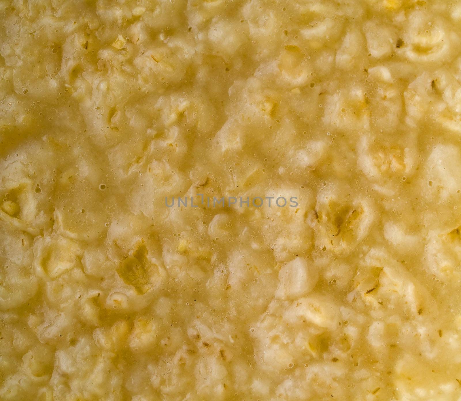 Hot oatmeal cereal macro closeup showing texture