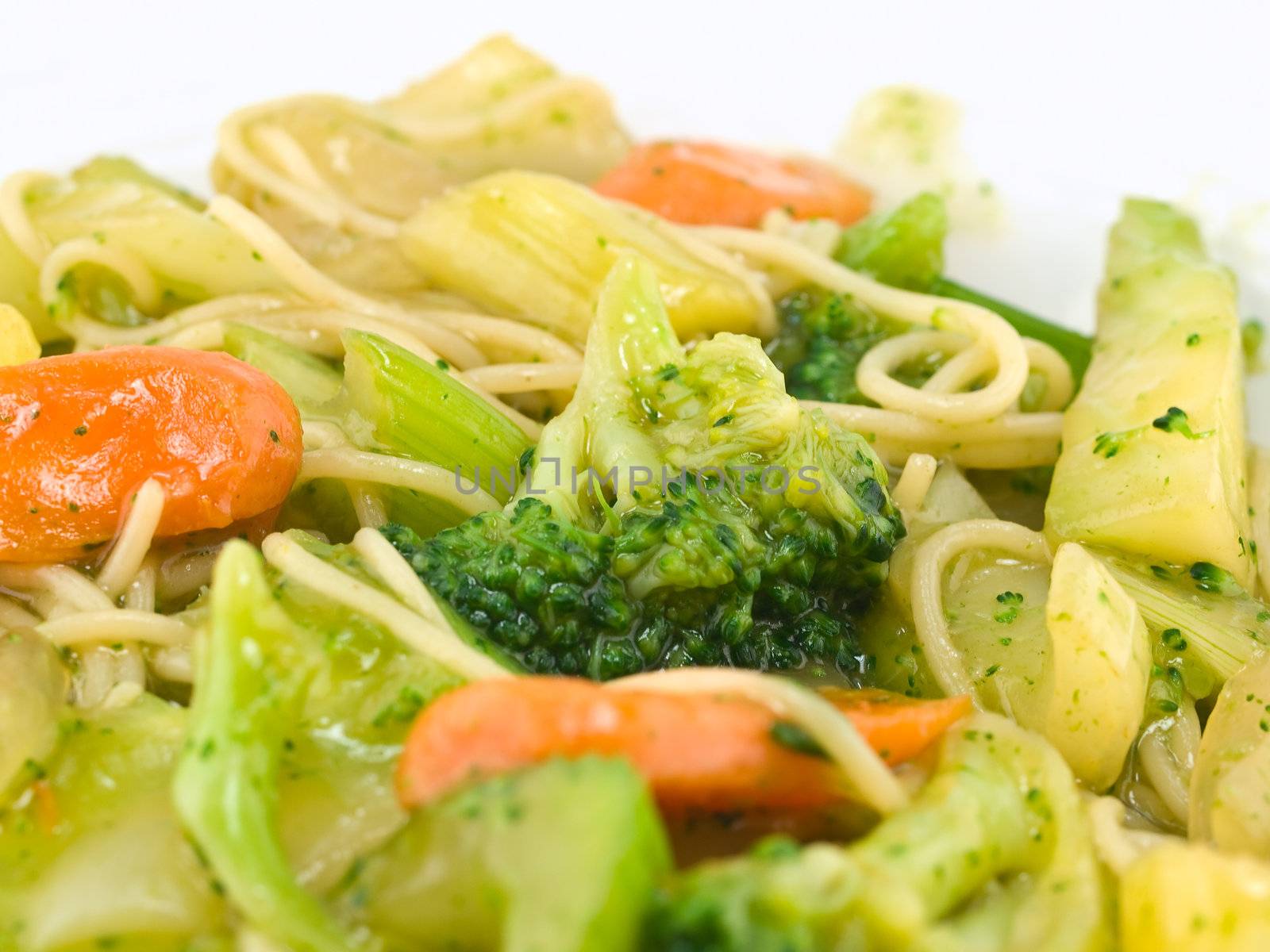 Stir Fried Vegetables and Noodles in a Light Sauce