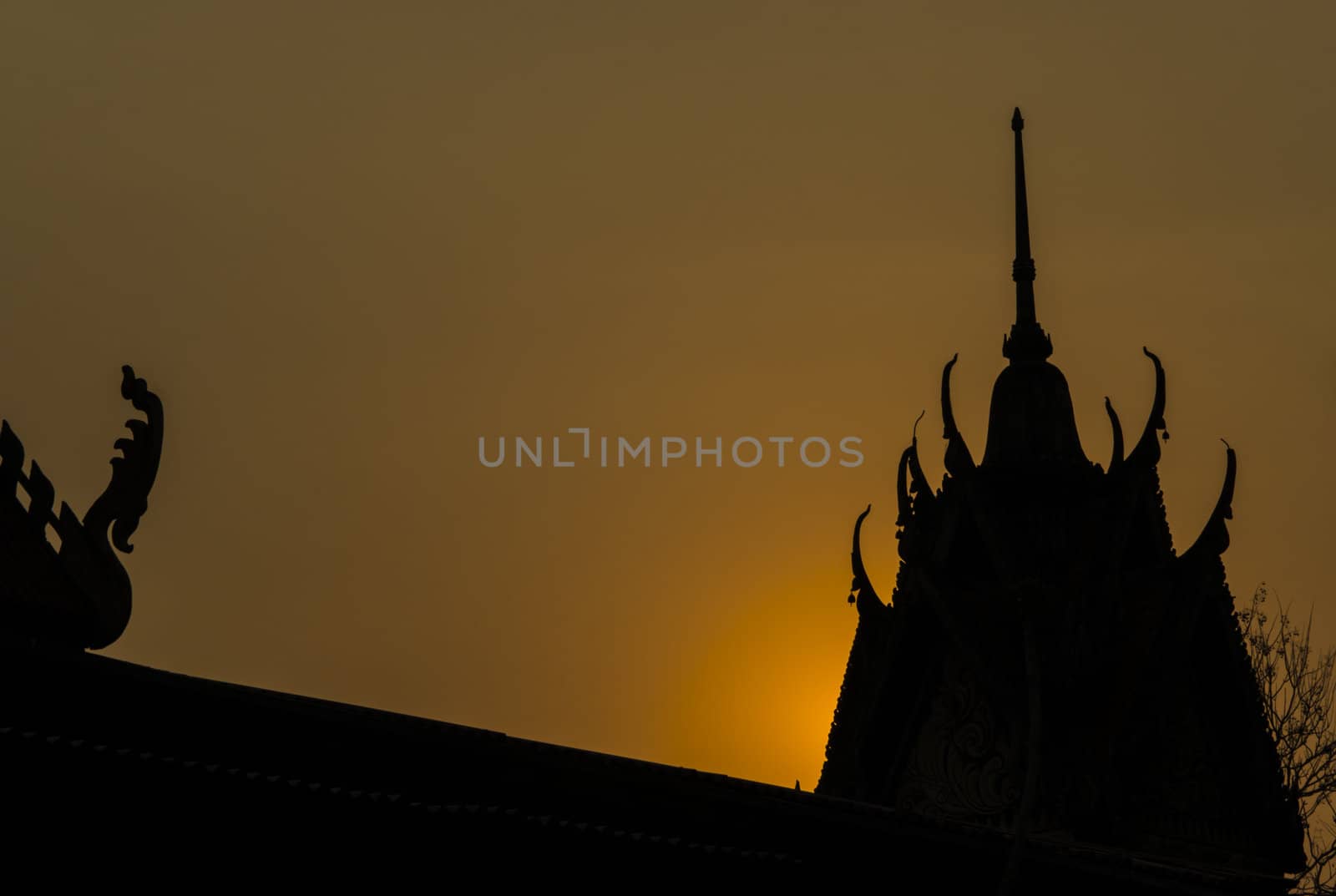 Silhouette of temple  is very  beautyful  color.