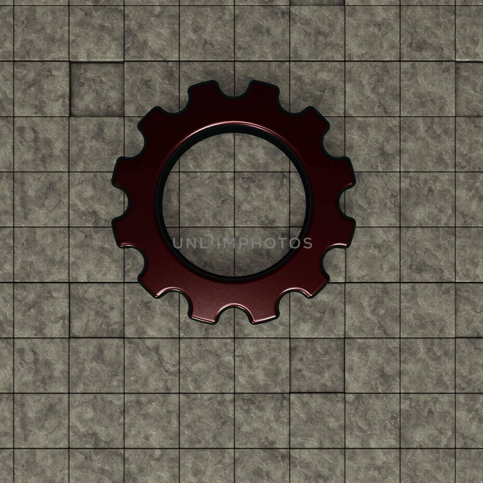 gear wheel on stone background - 3d illustration