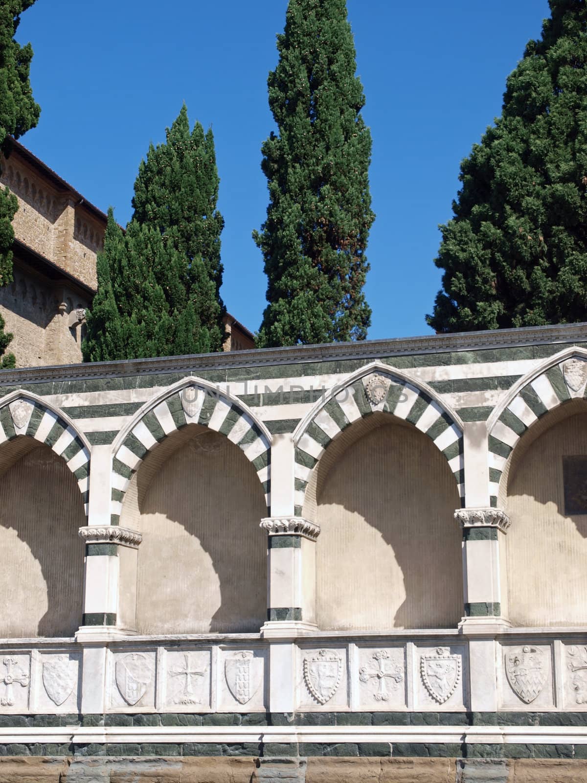 Basilica Santa Maria Novella - Florence.Details of the church Santa Maria Novella in Florence - Italy. Via degli Avelli side