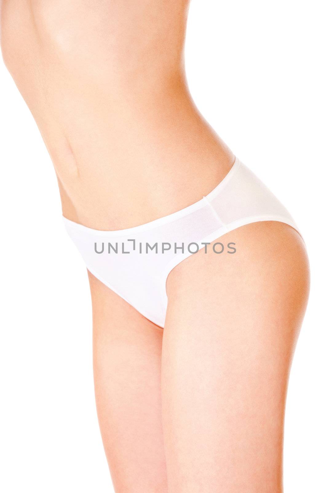 pretty female body in underwear, isolated on white. Health concept 