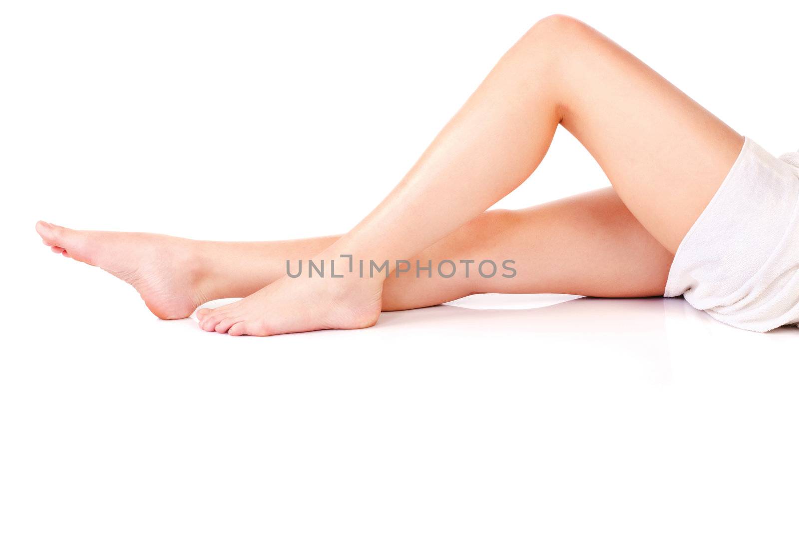 legs of young woman, isolate on white background. Health concept