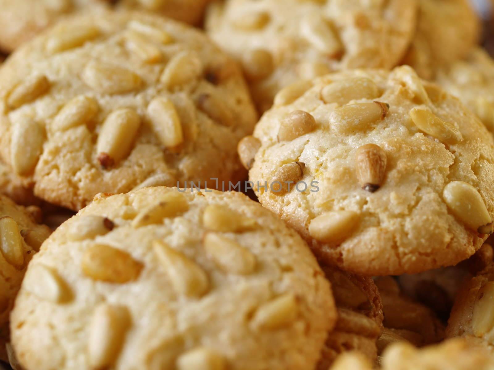 Pine Nut Macaroons Close Up Full Frame