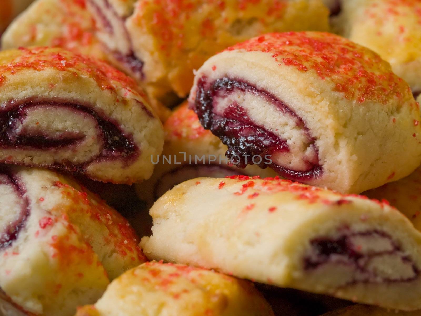 Raspberry Pinwheel Pastries Close Up Full Frame