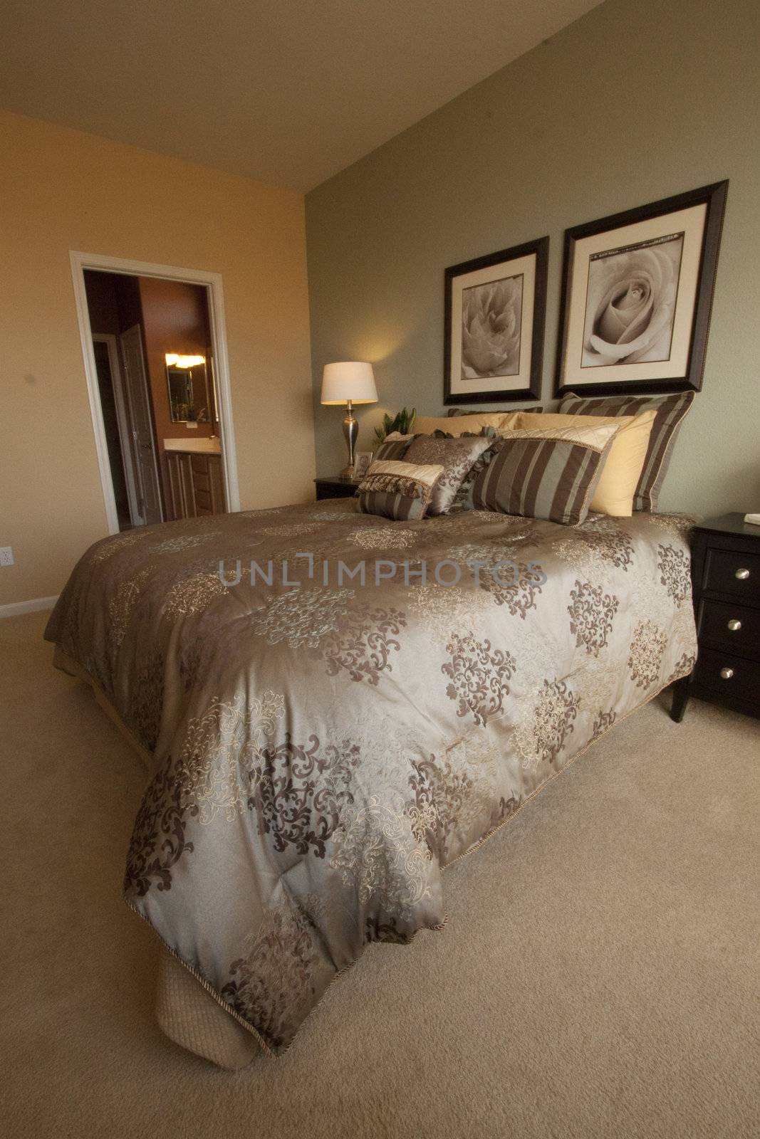 the interior of a model home in a suburban home.