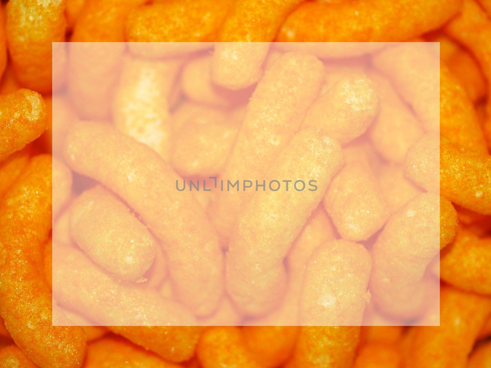 Fried Cheese Puffs Border Frame Closeup Texture