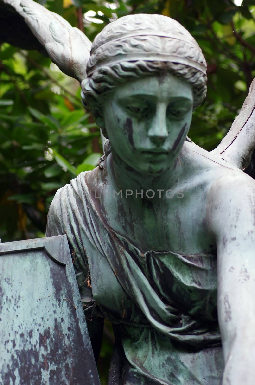 detail of an old marble tombstone by FotoFrank