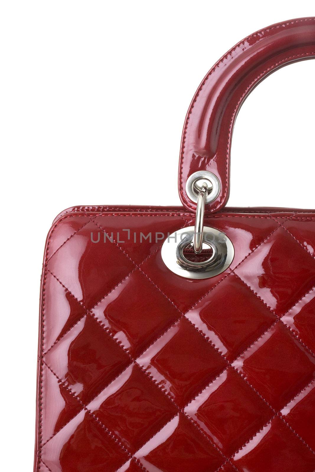 red ladies handbag isolated on  white background 