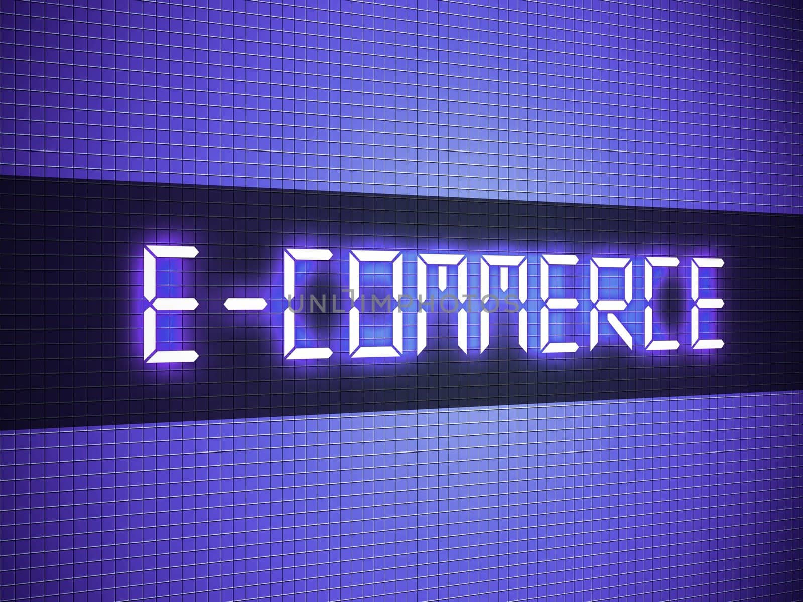 Digital e-commerce word on lcd-styled display