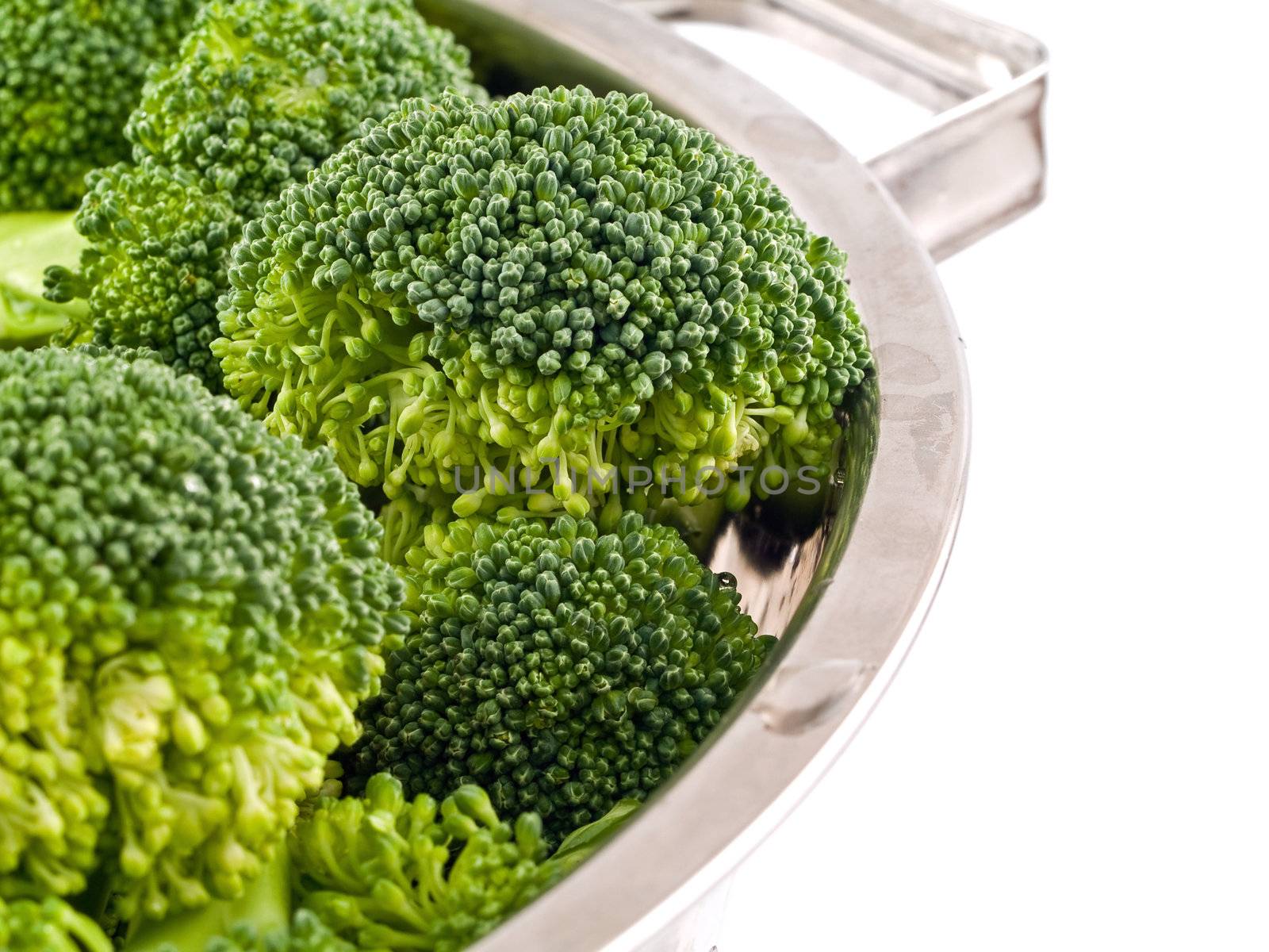 Fresh, Raw, Green Broccoli Pieces, Cut and Ready to Eat