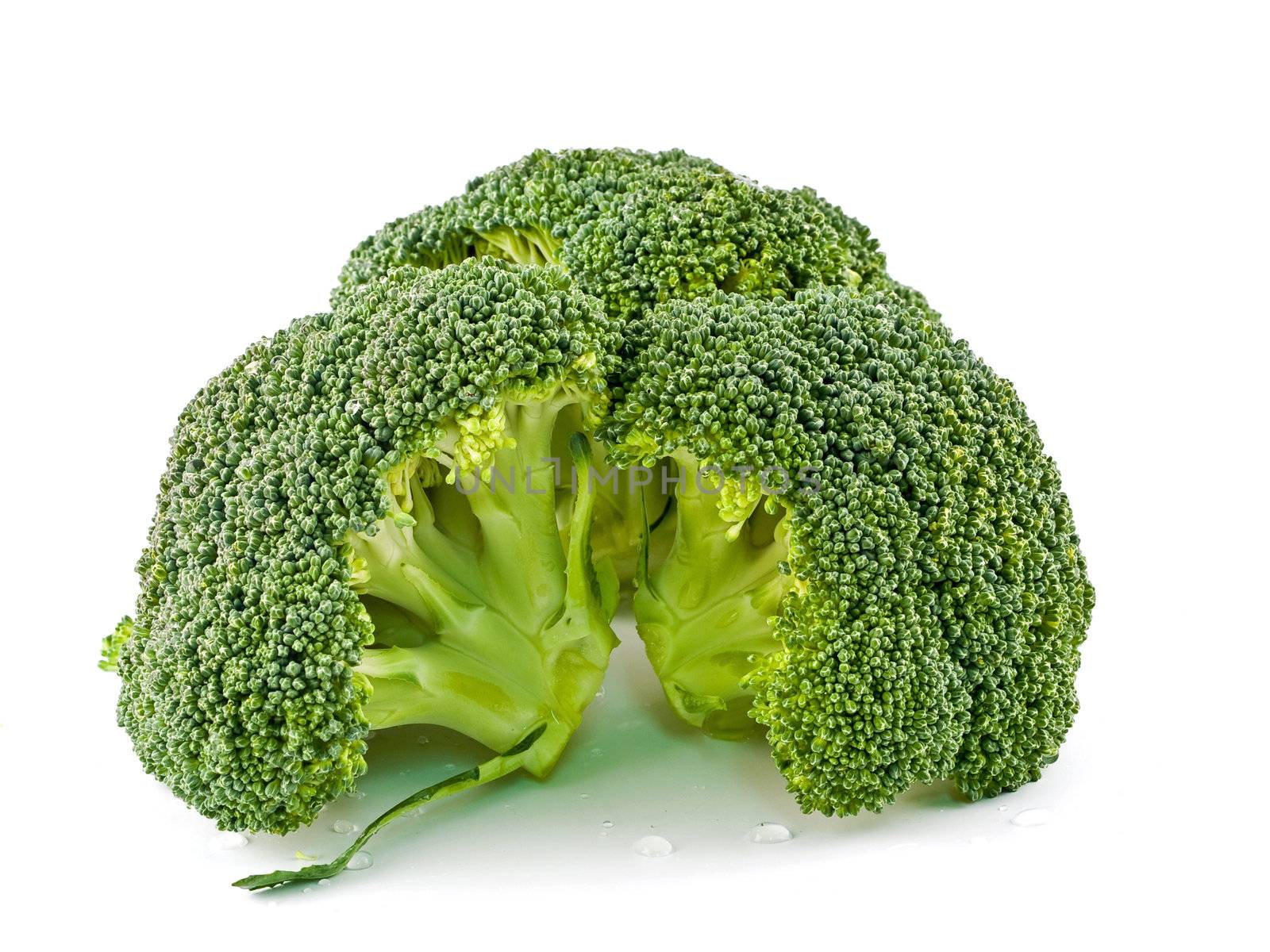 Fresh, Raw, Green Broccoli Pieces, Cut and Ready to Eat