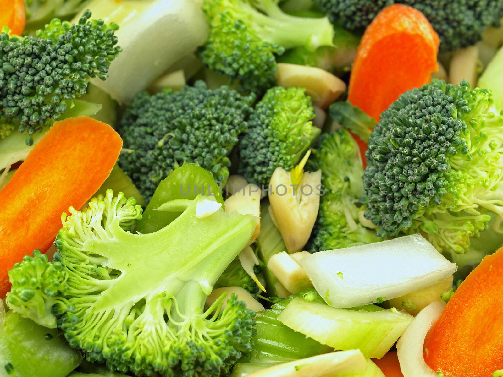 Fresh Vegetables Chopped in Preparation for Cooking