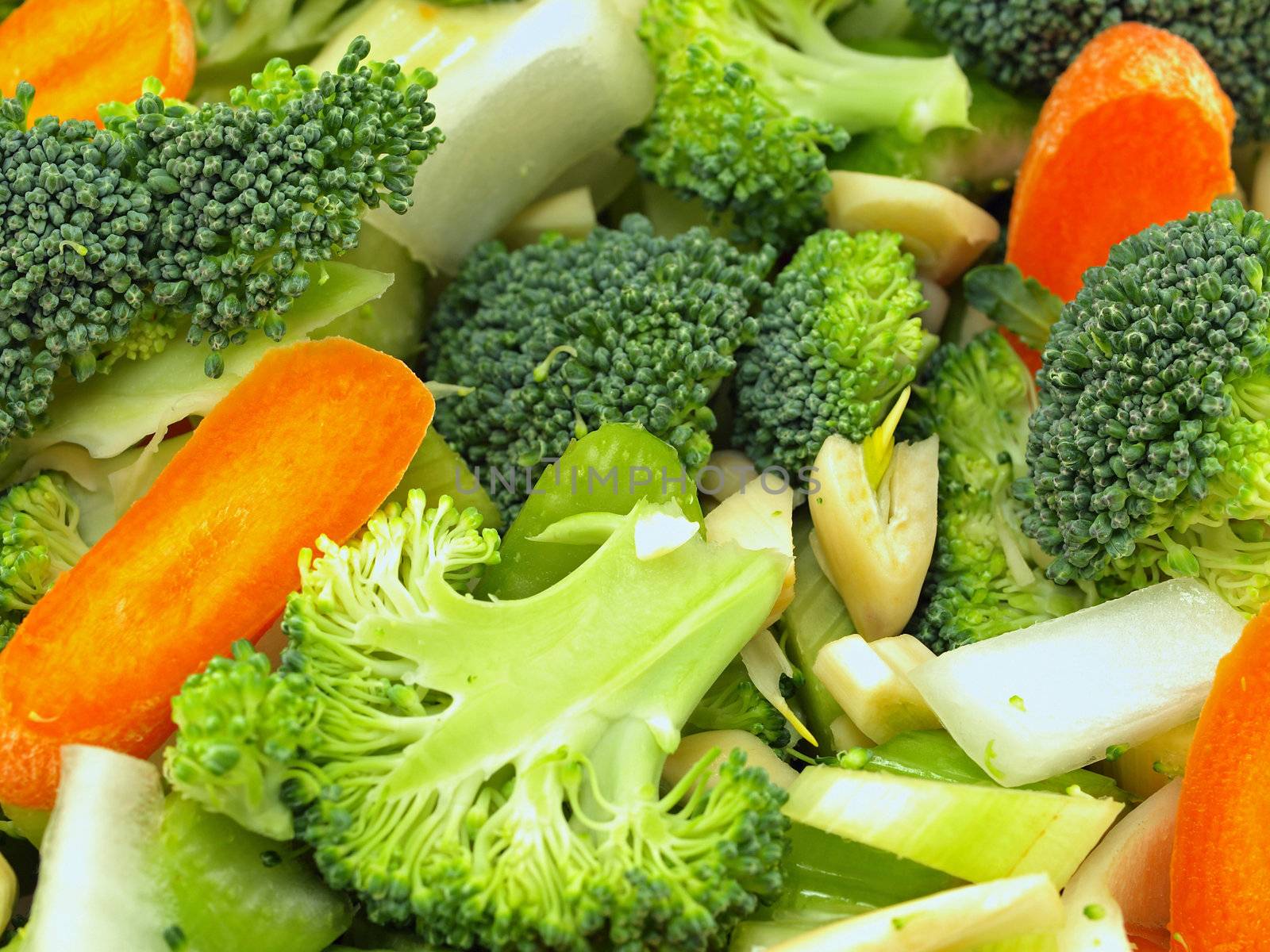 Fresh Vegetables Chopped in Preparation for Cooking