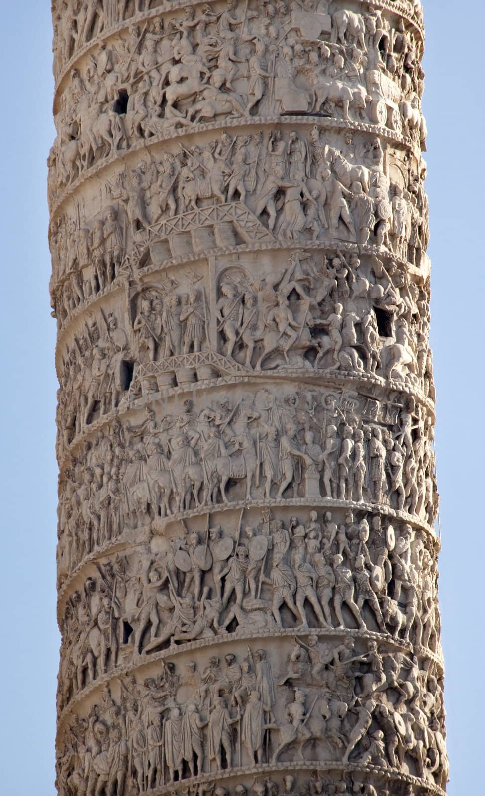 Marcus Aurelius Column Close Up Piazza Colonna Rome Italy