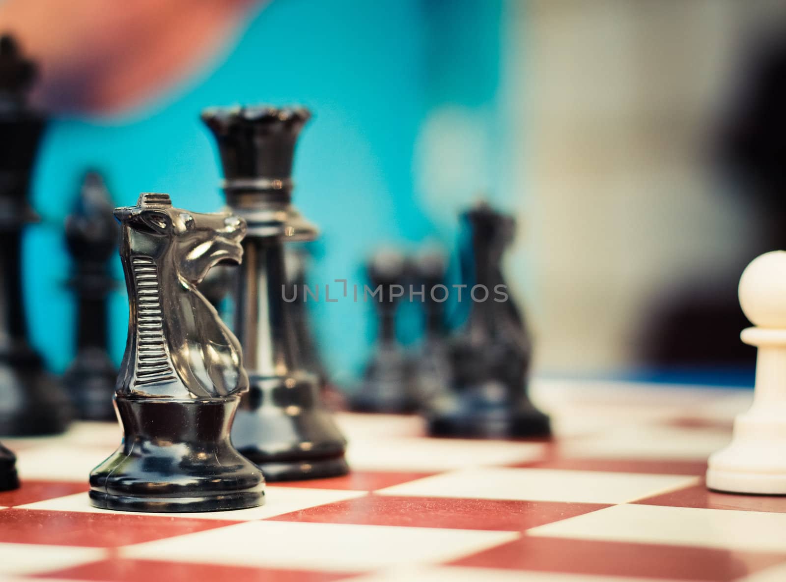 Set of chess figures on the playing board by ryhor
