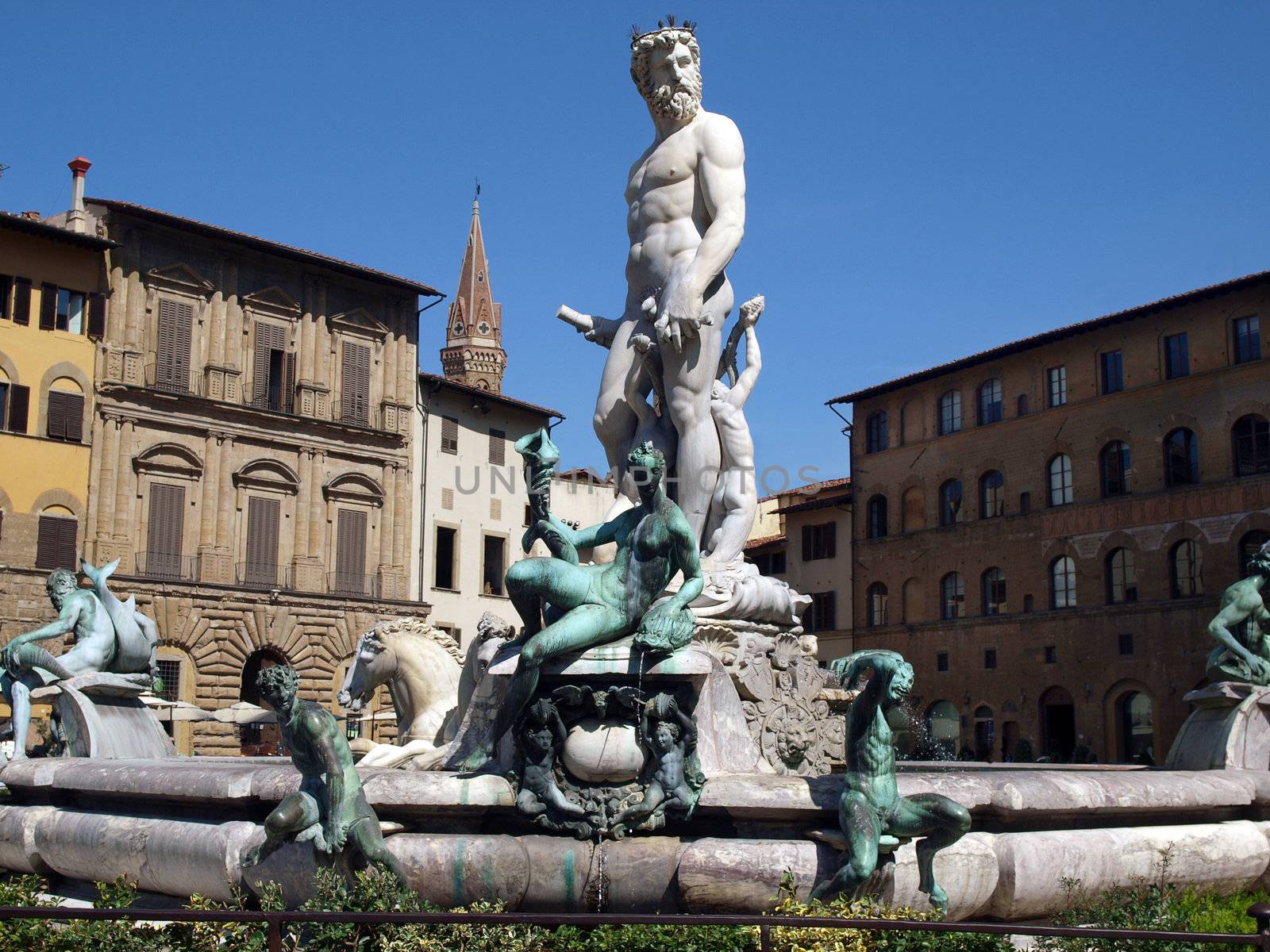 Fountain of Neptune by Bartolomeo Ammannati, in the Piazza della Signoria, Florence, Italy