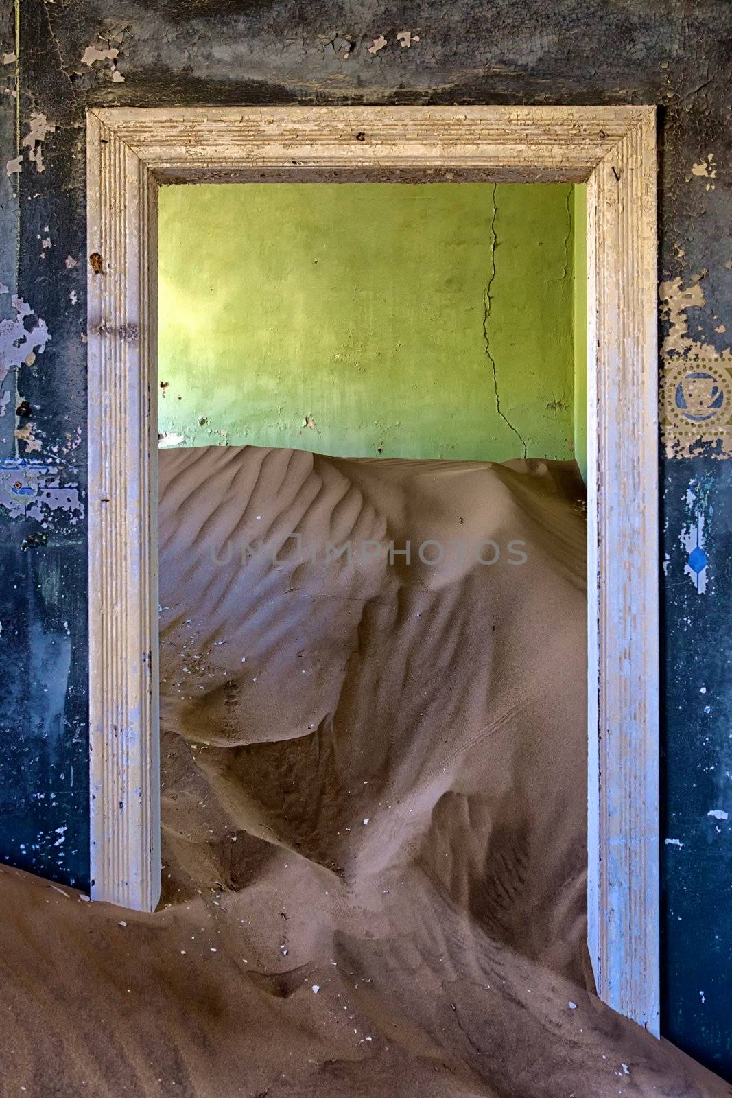 dune in a house at kolmanskop ghost town namibia africa