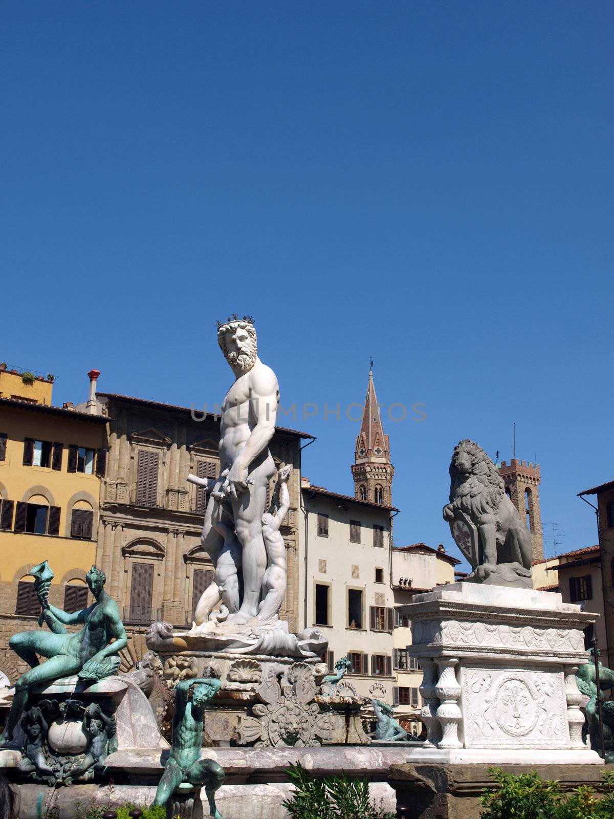 Fountain of Neptune by Bartolomeo Ammannati, in the Piazza della Signoria, Florence, Italy