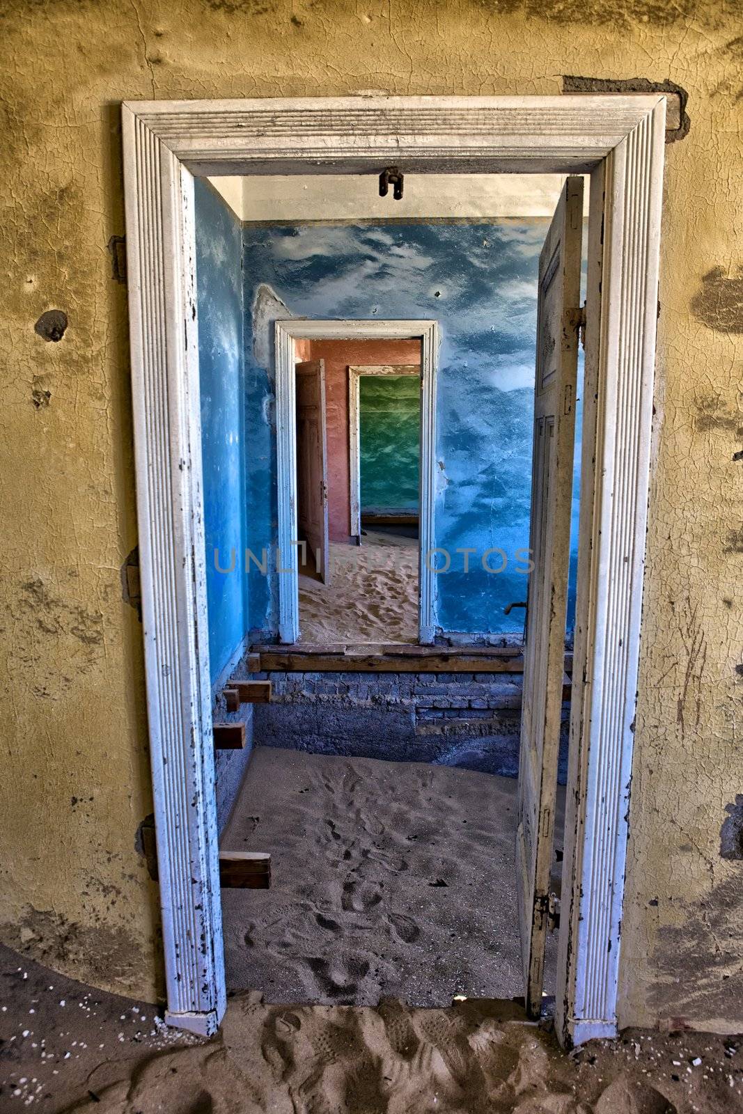 dune in a house at kolmanskop ghost town namibia